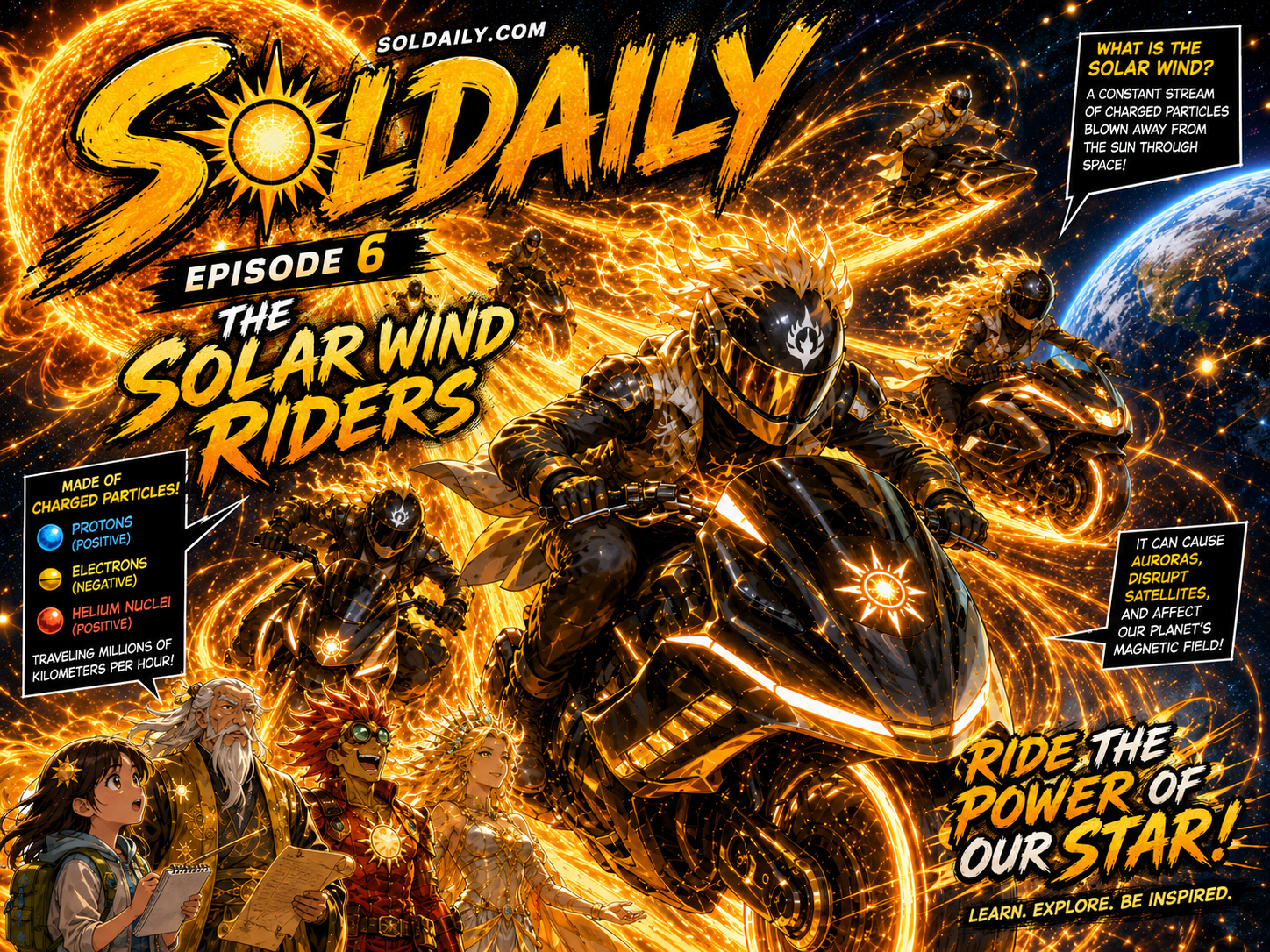 The Solar Wind Riders racing through space on charged particle streams